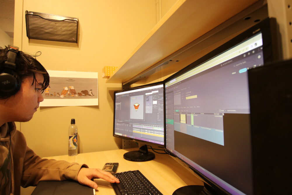 Animator Bailey Sanderson working on 'Chums'