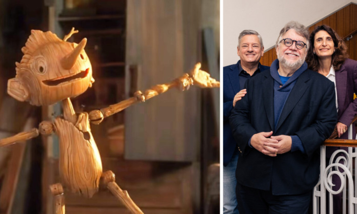 Guillermo del Toro (center of photo) is the director of the Oscar-winning stop-motion 'Pinocchio' feature. [Images c/o Netflix]